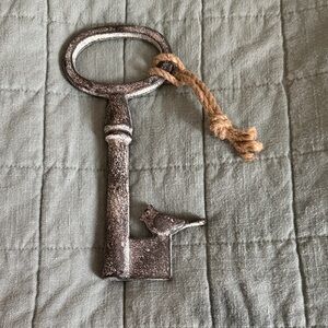 Decorative Rustic Iron Key Wall Hook with Bird Accent - Gray